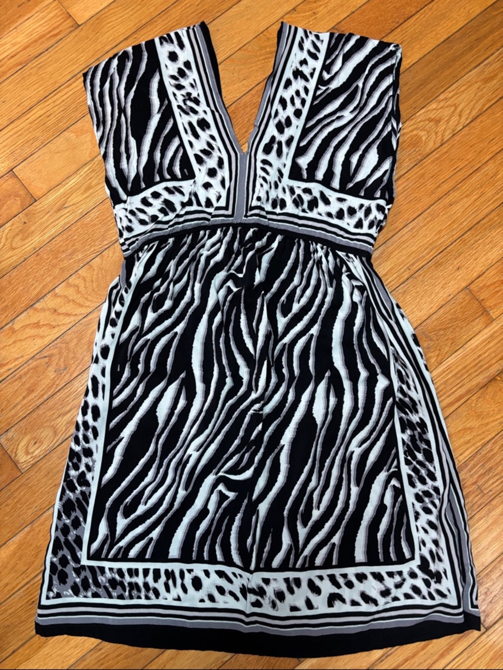 Ultra Flirt Black and White Animal Print Mini Dress